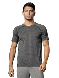 CHKOKKO Men's Quick Dry Half Sleeve Regular Fit Lightweight Round Crew Neck Active Sportswear Gym T-Shirt for Workout Training Running and Fitness Activities Dark Grey 4XL