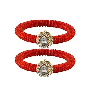 MAYA FASHION Red Stone Brass Bangle With Very Extra Large Size Elegant Extra Large Size Bangle | Perfect Fit for Plus Size banglesTrendy and Comfortable Fit for woman and girls | (Sku-ban2123)