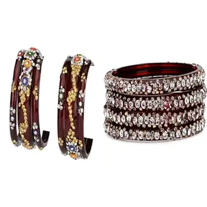 Somil Elegant Combo Bangles For Women & Girls | Stylish Bangles Set For Everyday & Functions, Pack Of 10, Maroon, Maroon -B530