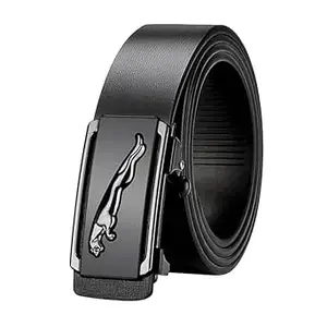 Kastner Men's Formal and Casual Artificial Leather Belt with Leopard Autogrip Buckle, Black