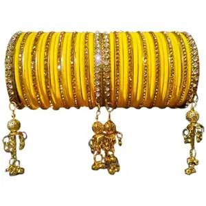 Elegance in Yellow: The Yellow Velvet Bridal Bangle Collection for Girls & Women (2.8)