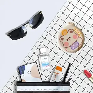 Portable Mini Hair Brush with Mirror, Cute Design, Detangling Hair Comb Foldable Travel Mirror Hair Brushes, Pocket mirror for touchup