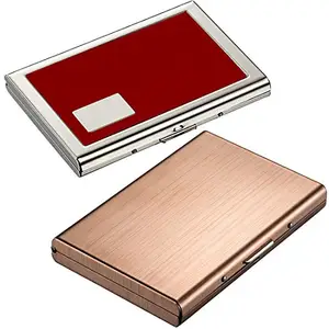 Stealodeal Rose Gold Trending Metal with Red Debit/Credit ATM|Combo of 2| Card Holder