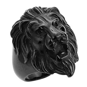 ONE POINT COLLECTIONS Stainless Steel Roaring Lion Head Unique Design Ring for Men and Boys, Size Free.