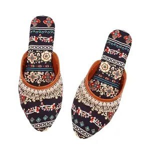Babbotty Women's Multicolor Jaipuri Rajasthani Mules Juttis | Casual Fancy Slippers l Ethnic Flats Juti (7)