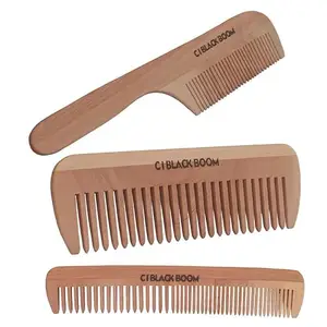 C I Black Boom Neem Wooden Hair Comb Healthy Haircare For Men & Women | Co3,Co5, and Co6