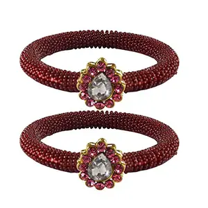 MAYA FASHION Maroon Stone Brass Bangle With Very Extra Large Size Elegant Extra Large Size Bangle | Perfect Fit for Plus Size banglesTrendy and Comfortable Fit for woman and girls | (Sku-ban2142)