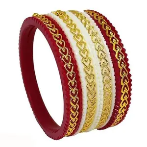 BOVZEN Goldplated Acrylic Multicolor Bangle For Women Set of 4 (2-4)