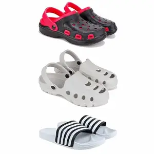 Lightweight Classic Clogs || Sandals with Slider Adjustable Back Strap for Men-Combo(3)-3017-3135-3026-9 White (COMBO(3)-3017-3135-3026-9__BZ)