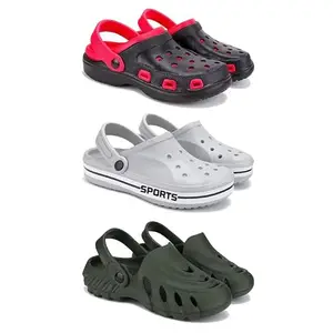 WINGSCRAFT-Lightweight Classic Clogs || Sandals with Slider Adjustable Back Strap for Men-Combo(3)-3017-3067-3137-7 Khaki