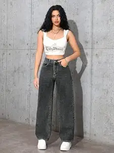 Shyam Enterprises Women Grey Wide Leg Denim Jeans Modern Fit Bottom and DESGNING