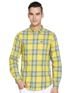 The Indian Garage Co Men Slim Fit Checkered Full Sleeves Spread Collar Casual Shirt