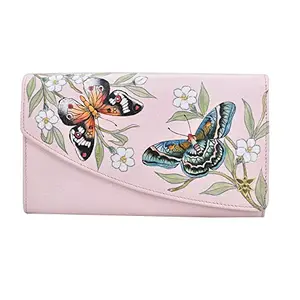 Anuschka Women’s Hand-Painted Genuine Leather Accordion Flap Wallet - Butterfly Melody