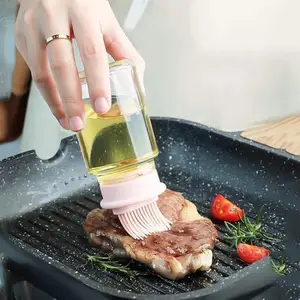 VIDORA Glass Oil Bottle with Silicone Brush Head Oil & Vinegar Dispenser Set Edible Oil Bottle for Kitchen (Pack of 1)