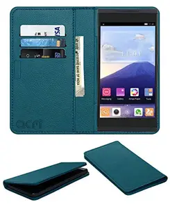 Acm Rich Leather Flip Wallet Front & Back Case Compatible with Gionee Gpad G5 Mobile Flap Magnetic Cover Turquosie
