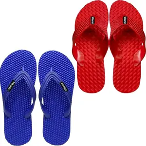 Vitoria Men Slippers | Soft Comfortable Stylish And Anti Skid Men's Flip-Flops & Slippers | Color : Blue-Red | Size : 6, FPKS02DanaBluSlprS04BoltRedSlpr2SP-6