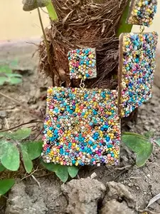 Neon Owl Fuschianet Accessories Lightweight Colourful Beads Single/Tassel Earrings for Women and Girls (Handmade)