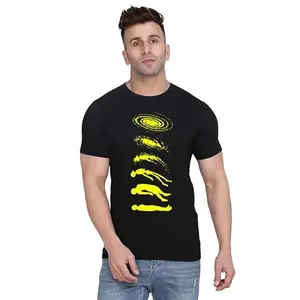 Men's Round Neck T-Shirt | Comfortable & Stylish Men's T-Shirt Idea for Gym, Sports, Casual Outings, or Lounge Wear - Large|114 Black