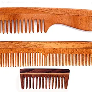 Rufiys Wooden Comb Set for Women & Men, Hair comb (Pack of 3)