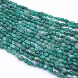 Memoria Stunning Green Emerald Gemstone Multi-Strand Layered Green Colour Statement Beaded Strand Necklace 21" Inch