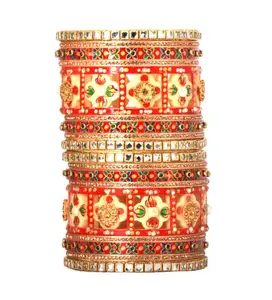 IMPREXIS STORE Kundan Red Colour Bangle Set for Women's/Girl's for Any Occasion (2.8)