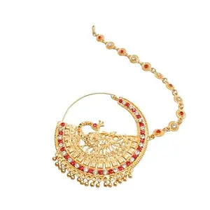 Sherly Fashion Diamond Alloy Nathiya | Traditional Indian Nose Ring for Women | Elegant & Ethnic Jewelry | Yellow