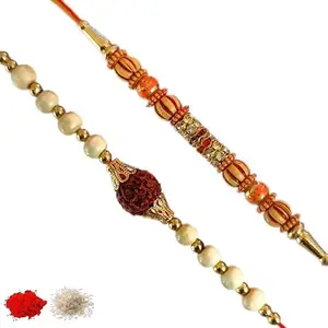 Rakhi set of 2, Rakhiya, Rakhi combo,with roli and chawal packet 59