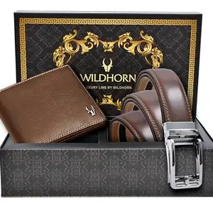 Wildhorn® Premium Leather Wallet & Premium Auto Lock Belt for Men | Combo Gift Set for Men | Ideal for Birthday, Anniversary & Festive Gifting