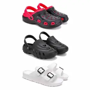 Lightweight Classic Clogs || Sandals with Slider Adjustable Back Strap for Men-Combo(3)-3017-3138-3113-10 White-2129