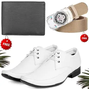 Vitoria Men's PU Formal/Party Shoes | Shoes Combo with Free Wallet & Belt | Stylish & Comfortable | Ideal for Office, Casual Outings, Parties (5115_VTOR-BLK-1007) (Multicolor)(Size: 10UK)