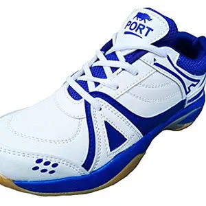Port Unisex Adult's White Blue; Black Badminton Shoes - 5 UK (39 EU) (6 US) (Activa)