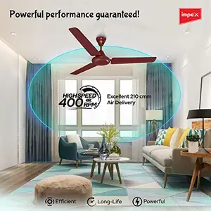 Impex Whizstar 1200 mm Ceiling Fan for Home, High Speed Fan Having 2 Years Warranty (Cherry)