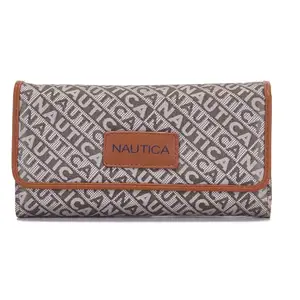 Nautica Women's Perfect Carry-All Money Manager RFID Blocking Wallet Organizer, Brown
