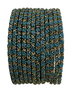 The Golden Cascade Beautiful Flower Glass Bangle with Zircon Design/Kanch Chudi Set for Women and Girls/SUHGN / (Pack of 12 Bangles) (Radium, Small 2.4)