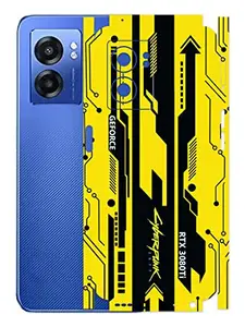 AtOdds - Realme Narzo 50 5G Mobile Back Skin Rear Screen Guard Protector Film Wrap with Camera Protector (Coverage - Back+Camera+Sides) (Yellow Cyberpunk)