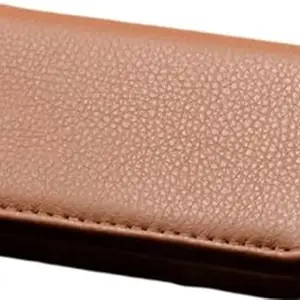 Brand Hub Karni - Pocket Sized Stitched PU Leather Credit Card Holder Business Card Holder Case Men & Women Wallet with Magnetic Closer (TAN Color) Pack 2