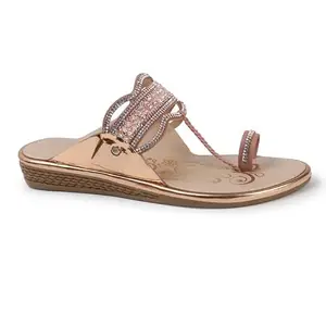 DIPYO Women's Stone Embroidered Ethnic Slip on Sandals Comfortable & Fashionable (DP-232) - Size 6