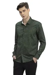 SNITCH Bandish Green Shirt Pure Cotton Slim Fit Shirt|Anti-Dust|Coin Pocket |Two Patch Pocket |Comfort Stretch
