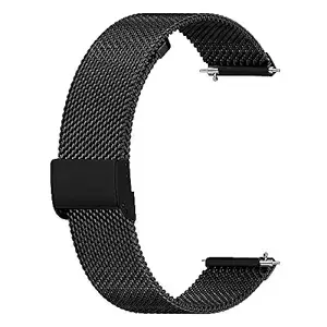ACM Watch Strap Steel Metal 22mm compatible with Tagg Kronos Vevo Smartwatch Adjustable Belt Chain Band Black