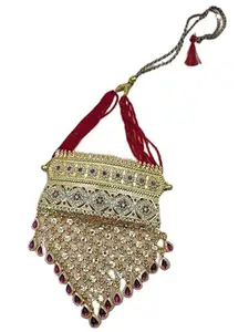 Rajasthan Enterprises Traditional Indian Pearl Beaded Necklace Set with Toned Pendant and Earrings Style_75