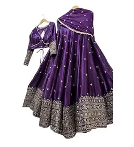 RUKHA FAB Women’s Chinon Embroidered Semi-Stitched Lehenga Choli | Heavy Embroidery Bridal Lehenga Set with Dupatta