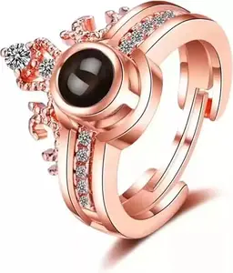 Men Valentine Smart Temperature Combo Ring Silver & Black (IR2627)