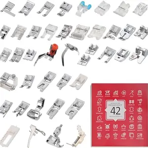 Yoke Presser Foot Set 42pcs, Sewing Machine Presser Feet Kit Accessories for Usha Janome Singer Brother Low Shank Machines, Silver