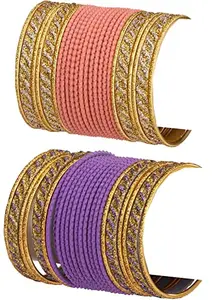 Somil Designer Colorful Combo of 2 Metal Bangle Set, for Party and Daily Use, 24 Bangle Each Color-MX45