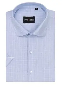 MARK & ALBERT Men's Half Sleeves Regular Shirt Navy