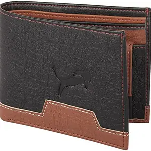 WILD EDGE Artificial Leather Tan-Black Wallet for Men