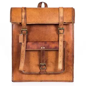 ZNT BAGS Real Hunter Leather Laptop Messenger Shoulder Bag Cum Backpack (Vintage Brown)