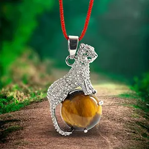Reiki Crystal Products Unisex Crystal Stone Leopard Shape Tiger Eye Golden and Brown Pendant for Reiki Healing and Crystal Healing