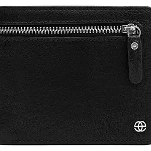 eske Véronic - Genuine Leather Mens Zip Bifold Wallet - Holds Cards, Coins and Bills - 10 Card Slots - Everyday Use - Travel Friendly - Handcrafted - Durable - Water Resistant -Black Shrunken