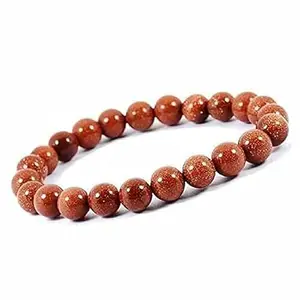 SunSitara/SunStone Certified Stone Bracelet (8mm) – Natural Reiki Feng Shui Round Gemstone – Free Size for Men & Women